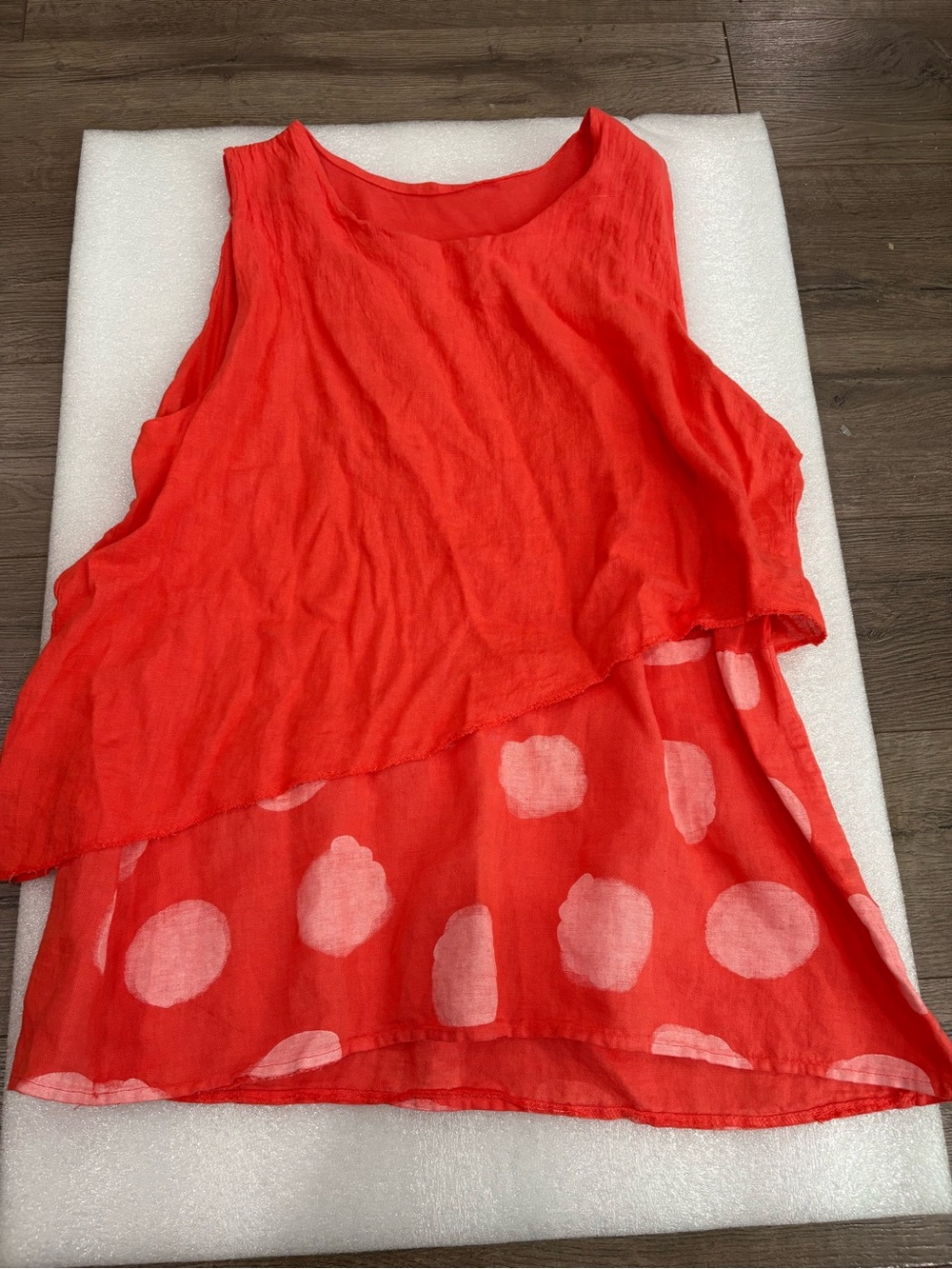 Gianni Moda Women's Coral Layered Sleeveless Linen Tank Top Blouse - Picture 2 of 7